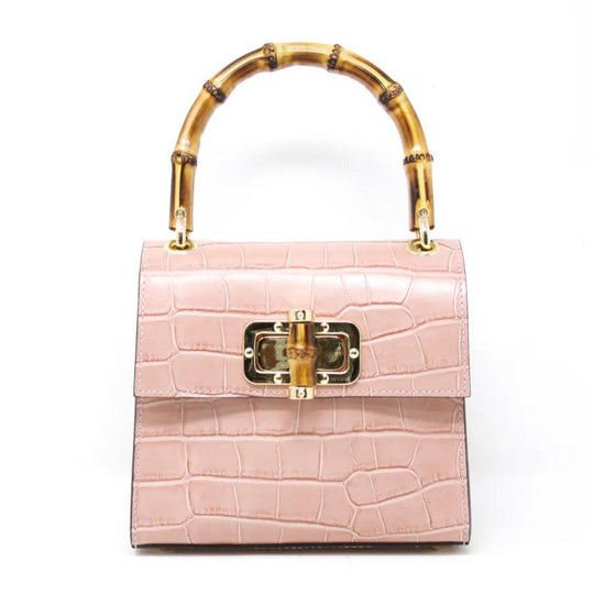Kevin's Ladies Mini Leather Bag w/ Bamboo Handles-Women's Accessories-Nude-One Size-Kevin's Fine Outdoor Gear & Apparel
