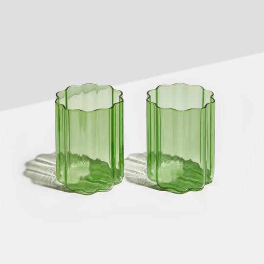 Fazeek Set of 2 Wave Glasses-Home/Giftware-Green-Kevin's Fine Outdoor Gear & Apparel