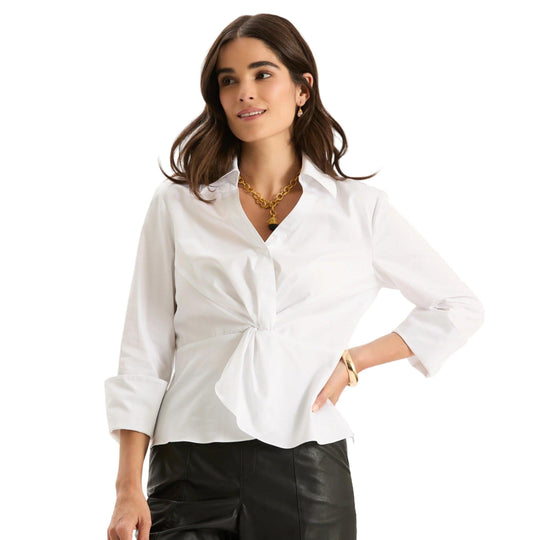 Tyler Boe Paige Cotton Twisted Front Top-Women's Clothing-White-XS-Kevin's Fine Outdoor Gear & Apparel
