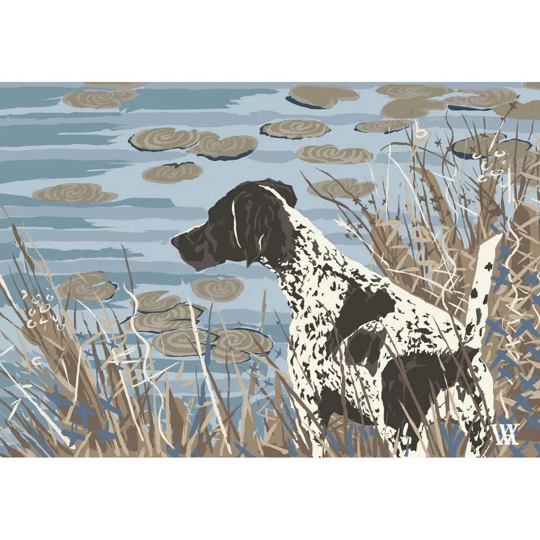 German Shorthair At Pond Framed Artwork-Home/Giftware-Gold Plein-Light Blue-5" x 7"-Kevin's Fine Outdoor Gear & Apparel