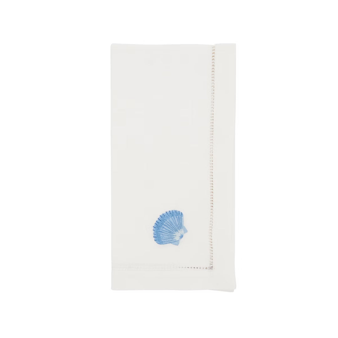 Embroidered Cotton Hemstitch 20" Napkins-Home/Giftware-Blue Seashell-Kevin's Fine Outdoor Gear & Apparel