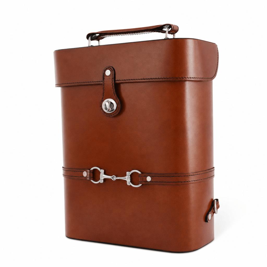 Leather Double Wine Bottle Carrier/Tote with Bit Design