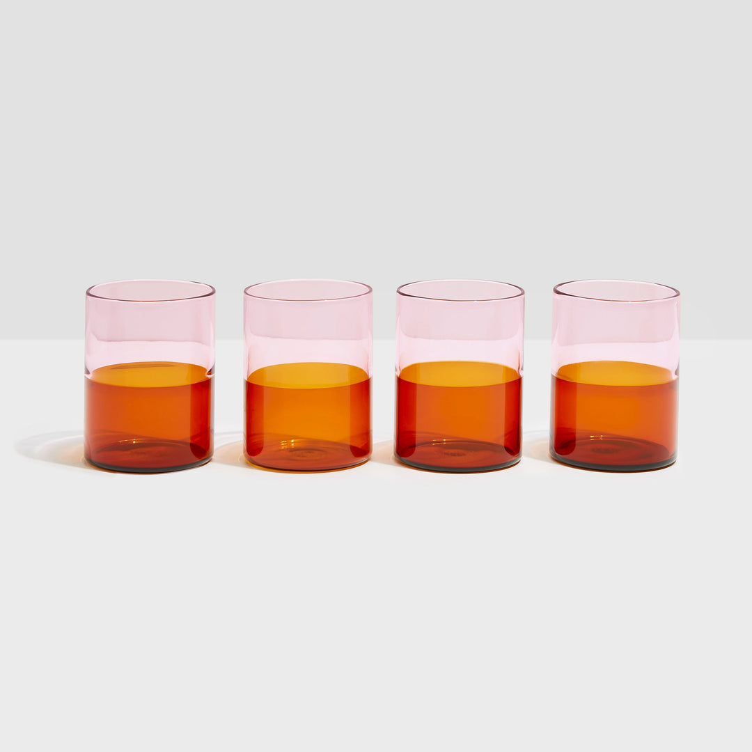 Fazeek Set of 4 Two Tone Glasses-Home/Giftware-Pink + Amber-Kevin's Fine Outdoor Gear & Apparel