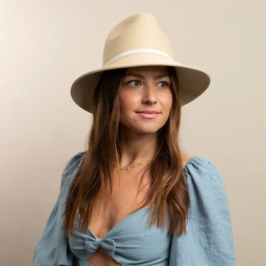 Women's Fine Fedora-Women's Accessories-NATURAL/WHITE-Kevin's Fine Outdoor Gear & Apparel