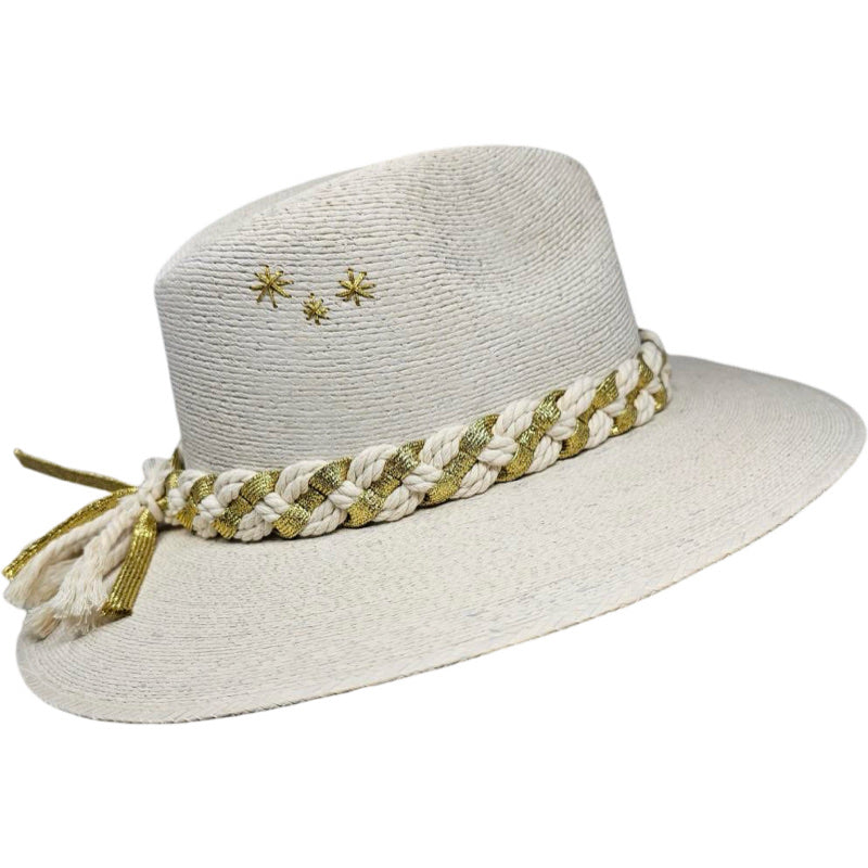 Baldiz White Palm Hat-Women's Accessories-WHITE/GOLD BAND/GOLD BURST-ONE SIZE-Kevin's Fine Outdoor Gear & Apparel