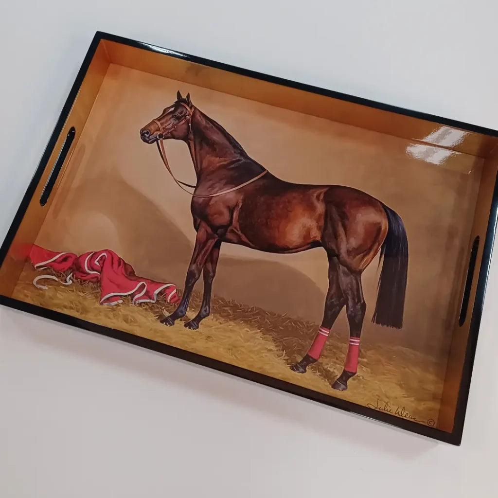 Rectangular Lacquer Tray w/ Handles-Home/Giftware-Bay Thoroughbred w/ Black-Kevin's Fine Outdoor Gear & Apparel