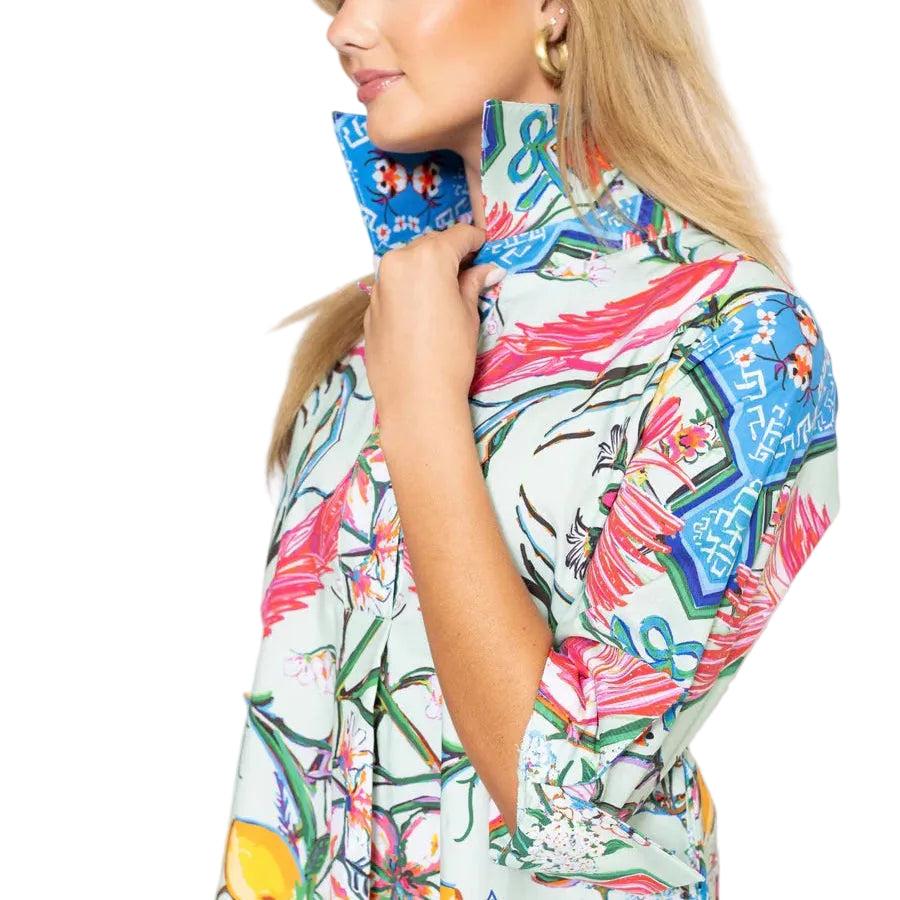 House of MBR Mint Chinois Shirt Dress Short-Women's Clothing-Kevin's Fine Outdoor Gear & Apparel