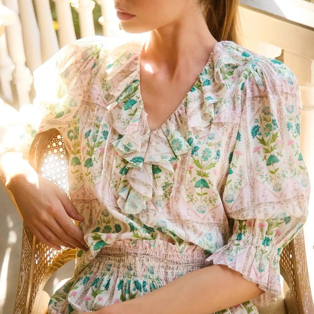 Hunter Bell Imogen Blouse-Women's Clothing-Pink Trellis-XS-Kevin's Fine Outdoor Gear & Apparel