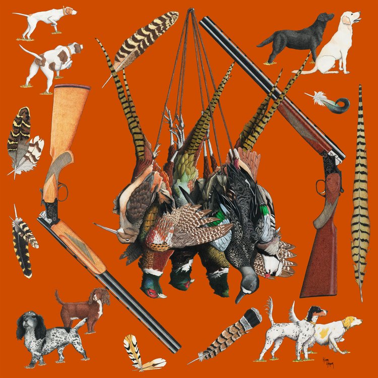 Ode to Bird Hunting Cotton Voile Bandana-Men's Accessories-Cider-Kevin's Fine Outdoor Gear & Apparel