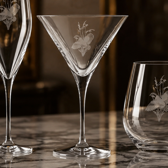 Kevin's Etched Crystal Martini Glass-Home/Giftware-Kevin's Fine Outdoor Gear & Apparel