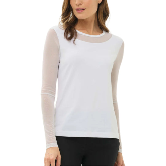Anatomie Kim Mesh-Sleeve Top in Pima Modal-Women's Clothing-White-XS-Kevin's Fine Outdoor Gear & Apparel