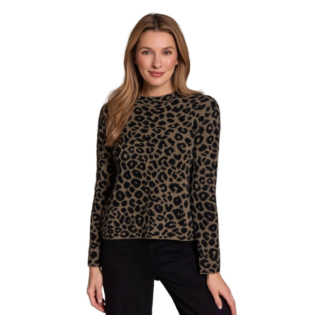 Alashan 100% Cashmere Sasha Leopard Crew-Women's Clothing-Martini & Ebony-XS-Kevin's Fine Outdoor Gear & Apparel