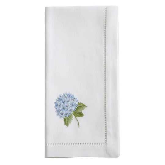 Embroidered Cotton Hemstitch 20" Napkins-Home/Giftware-Blue Hydrangea-Kevin's Fine Outdoor Gear & Apparel