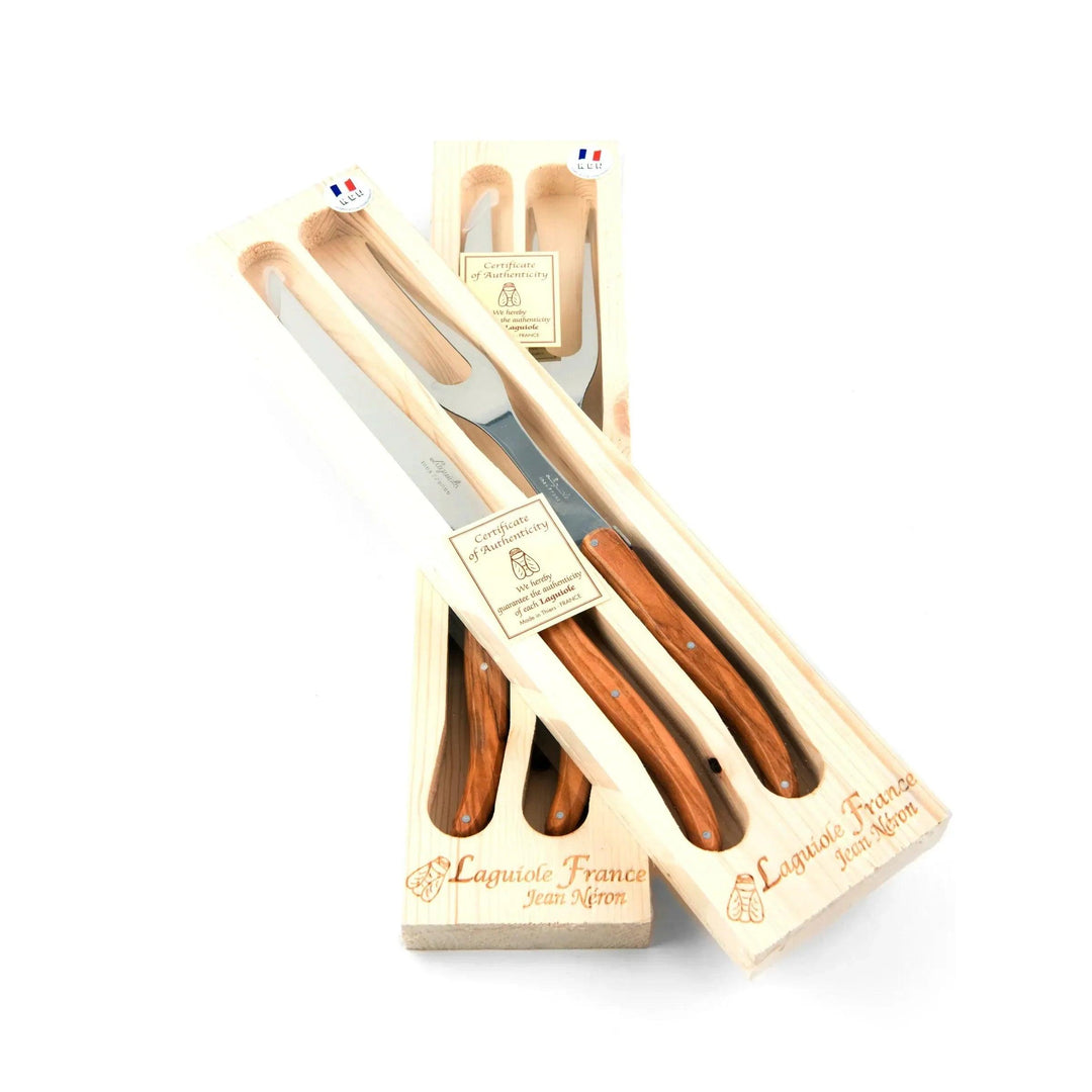 Laguiole Debutant Carving Set (Olive Wood)-Home/Giftware-Kevin's Fine Outdoor Gear & Apparel