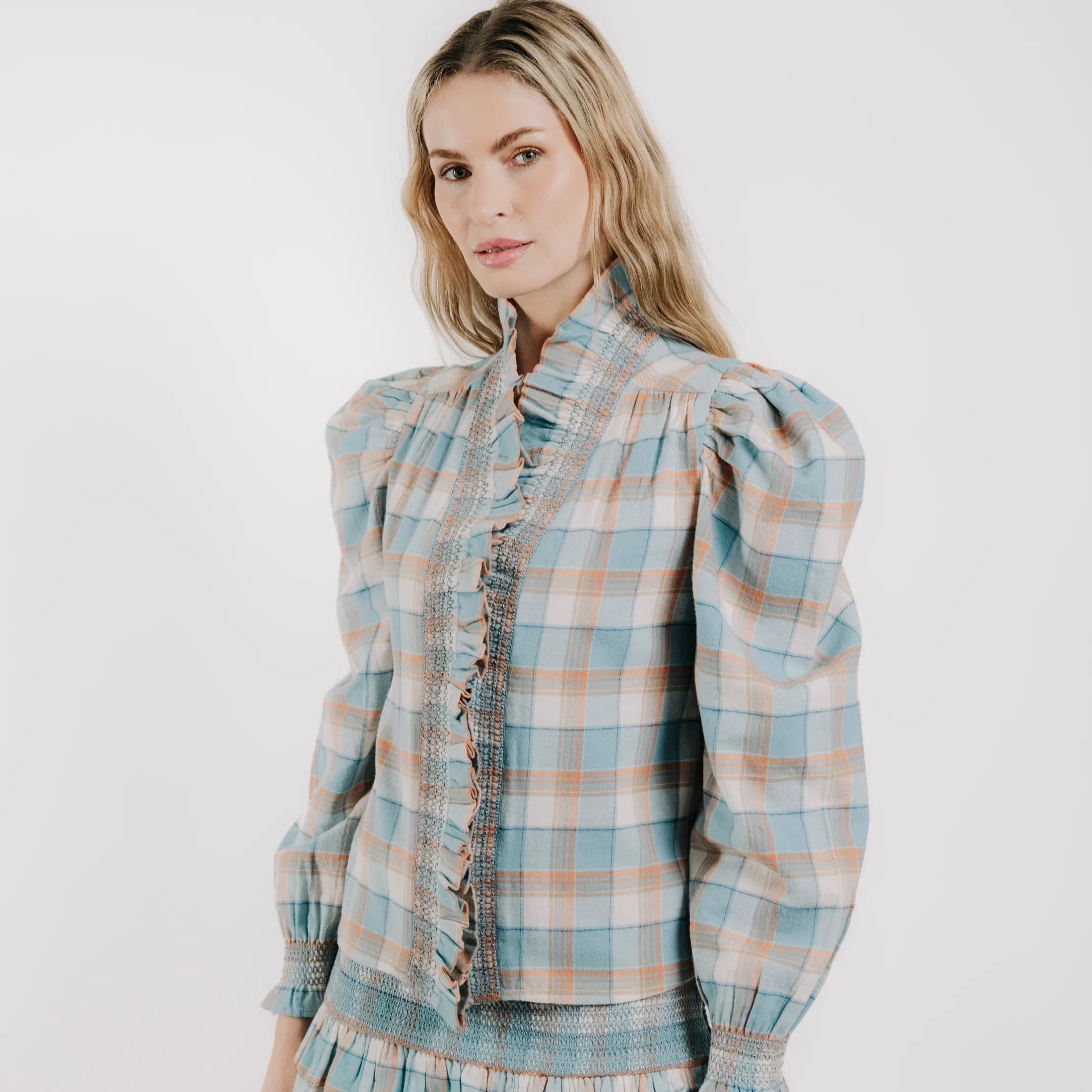 Love The Label Long Sleeve Zuri Top-Women's Clothing-Wind Chime Plaid-XS-Kevin's Fine Outdoor Gear & Apparel