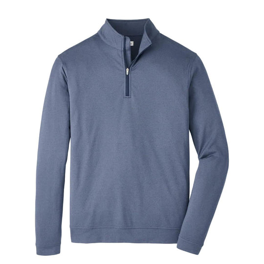 Blue Peter Millar Perth melange performance quarter-zip pullover with a mock collar and banded cuffs.