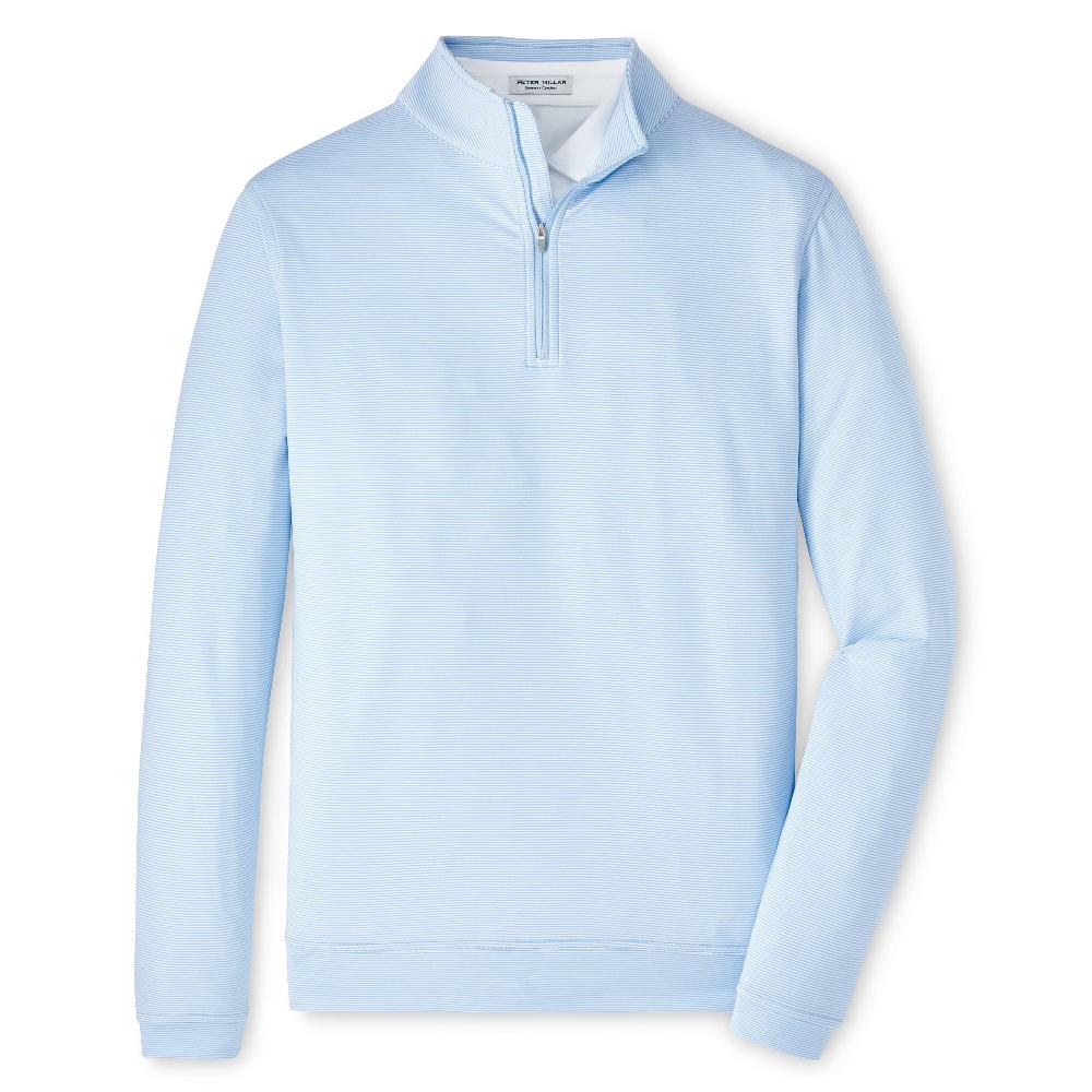 Peter Millar Perth Sugar Stripe Performance Quarter-Zip-Men's Clothing-Cottage Blue/White-S-Kevin's Fine Outdoor Gear & Apparel