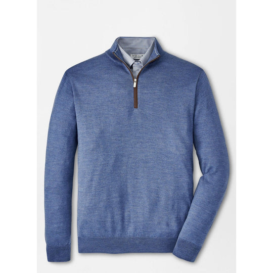 Peter Millar Autumn Crest Suede Trim Quarter Zip-Men's Clothing-Regatta Blue-S-Kevin's Fine Outdoor Gear & Apparel