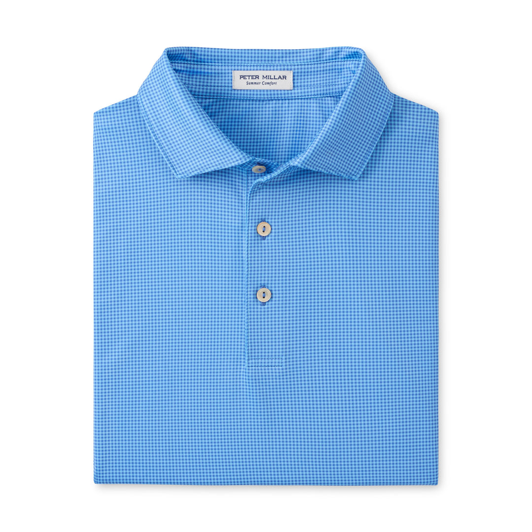Peter Millar Gingham Performance Jersey Polo-Men's Clothing-Blue Sea-S-Kevin's Fine Outdoor Gear & Apparel
