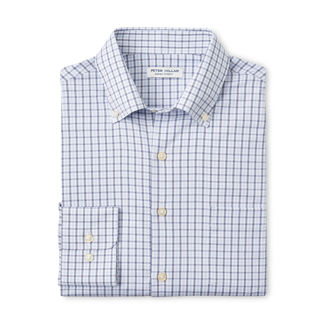Peter Millar Hamilton Performance Twill Sport Shirt-Men's Clothing-Morning Blue-S-Kevin's Fine Outdoor Gear & Apparel