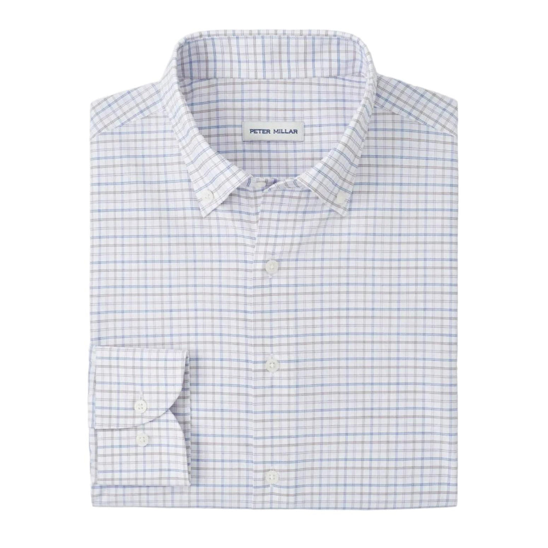 Peter Millar Rommel Performance Twill Sport Shirt-Men's Clothing-Cloudy Blue-M-Kevin's Fine Outdoor Gear & Apparel