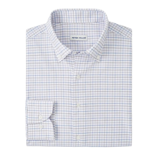 Peter Millar Rommel Performance Twill Sport Shirt-Men's Clothing-Cloudy Blue-M-Kevin's Fine Outdoor Gear & Apparel