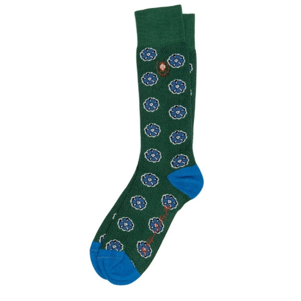 Martin Dingman Floral Peruvian Pima Sock-Men's Accessories-Kelly-Kevin's Fine Outdoor Gear & Apparel