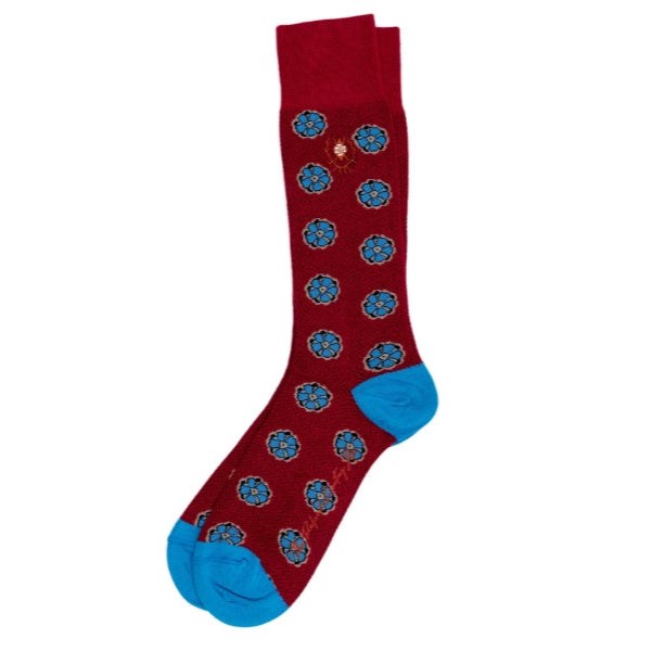 Martin Dingman Floral Peruvian Pima Sock-Men's Accessories-Ragatta Red-Kevin's Fine Outdoor Gear & Apparel