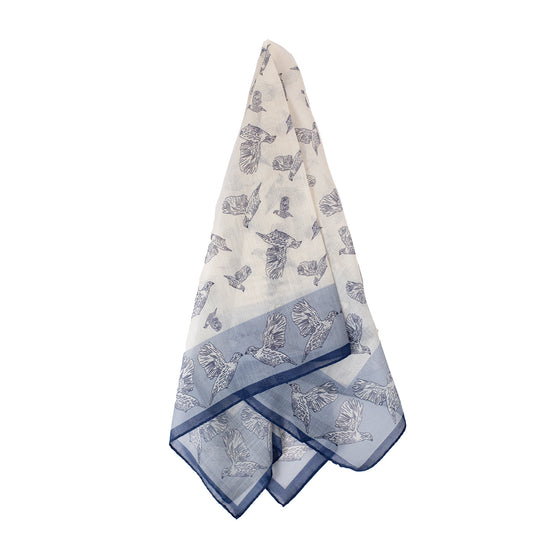 Kevin's Finest Upland Scarf/Bandana-Women's Accessories-White/Navy Flying Quail-One Size-Kevin's Fine Outdoor Gear & Apparel