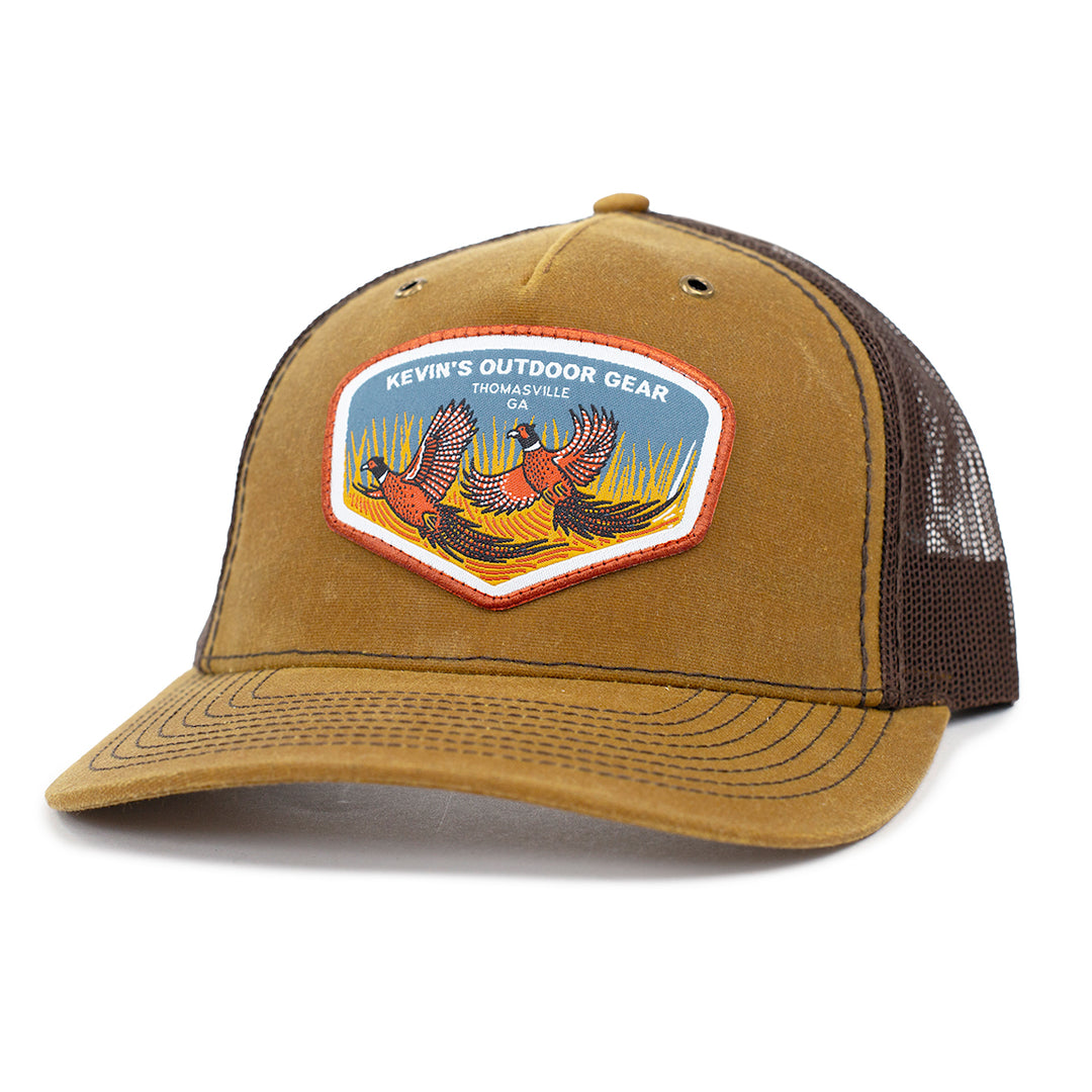 Kevin's Casey Underwood Pheasant Waxed Trucker Cap-Men's Accessories-Whiskey/Brown-Thomasville-Kevin's Fine Outdoor Gear & Apparel