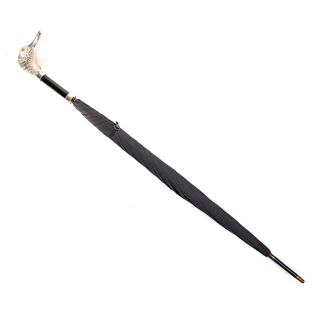 Gilt Animal Head Umbrellas-Home/Giftware-Nickel Duck Head with Black Handle-Black-Kevin's Fine Outdoor Gear & Apparel