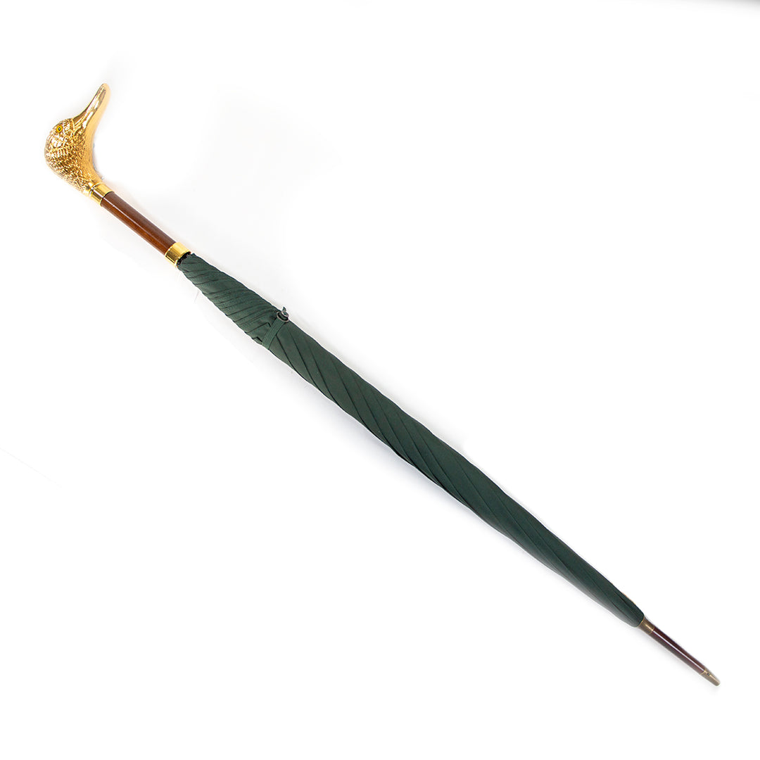 Gilt Animal Head Umbrellas-Home/Giftware-Brass Duck Head with Wood Handle-Green-Kevin's Fine Outdoor Gear & Apparel