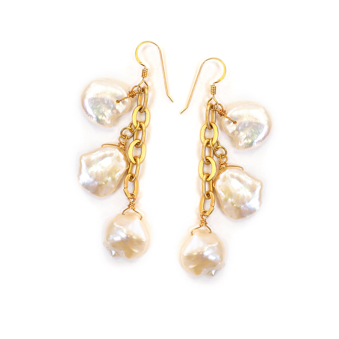 Baroque Pearl Chain Earrings-Jewelry-Kevin's Fine Outdoor Gear & Apparel