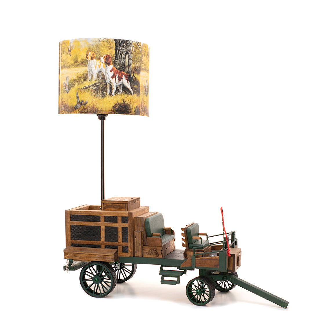 Kevin's Handmade Model Quail Wagon Lamp-Home/Giftware-Green w/ Upland Scene Shade-Kevin's Fine Outdoor Gear & Apparel