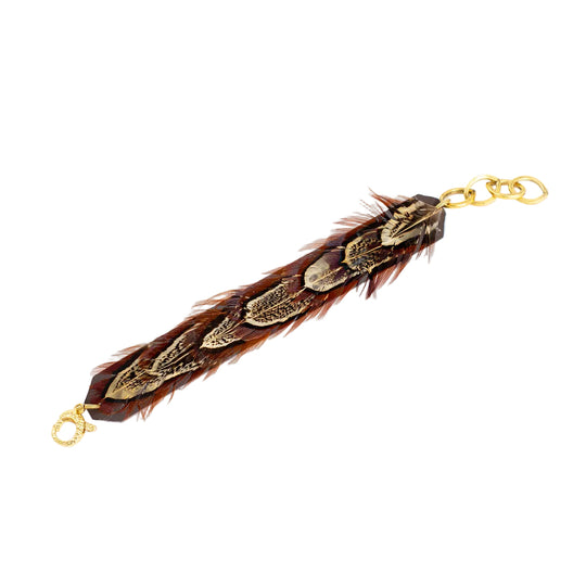 Leather and Pheasant Feather Bracelet-Women's Accessories-Single Row-Kevin's Fine Outdoor Gear & Apparel