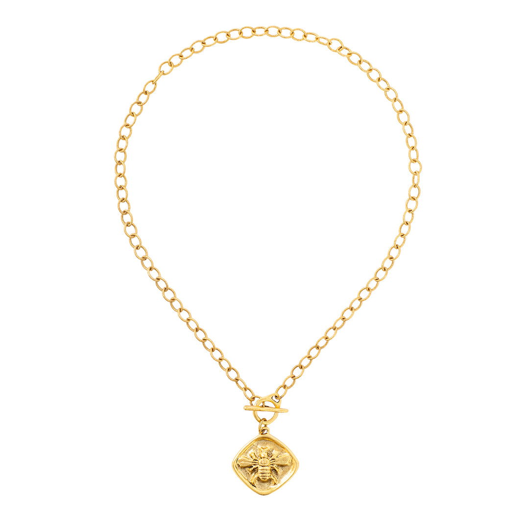Antiqued Gold Over Pewter Bee Necklace-Women's Accessories-Kevin's Fine Outdoor Gear & Apparel
