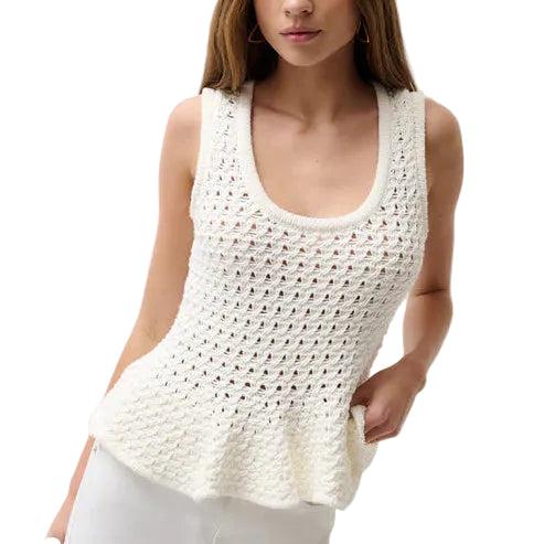 Pistola Women's Anna Peplum Openwork Sweater Tank Top-Women's Clothing-White-XS-Kevin's Fine Outdoor Gear & Apparel