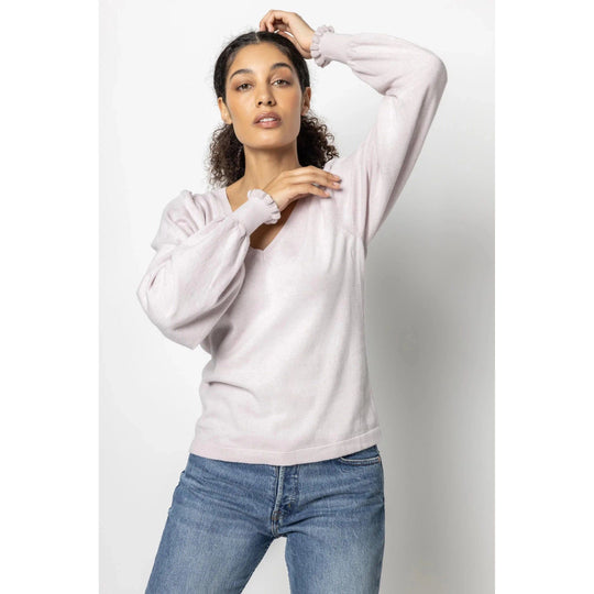 Puff Sleeve V-Neck Sweater-Women's Clothing-Lilac-XS-Kevin's Fine Outdoor Gear & Apparel