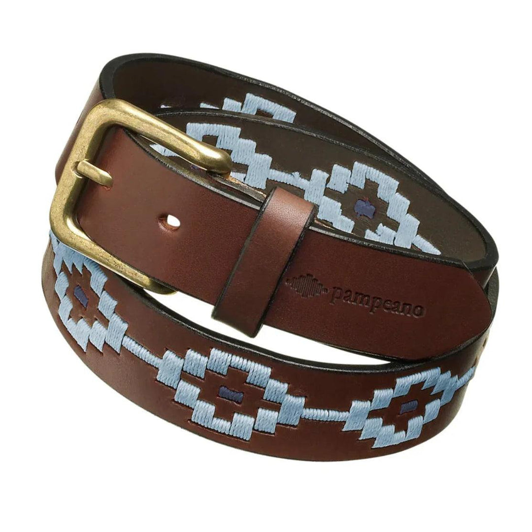 Pampeano Dinastia Polo Belt-Men's Accessories-Brown/Light Blue/Navy-85/32"-Kevin's Fine Outdoor Gear & Apparel