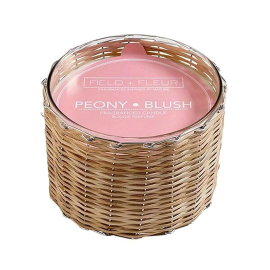Hillhouse Naturals Field + Fleur 21 oz 3-Wick Handwoven Candle-Home/Giftware-Peony Blush-Kevin's Fine Outdoor Gear & Apparel