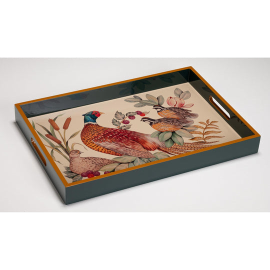 Rectangular Lacquer Tray w/ Handles-Home/Giftware-Pheasant/Quail w/ green-Kevin's Fine Outdoor Gear & Apparel