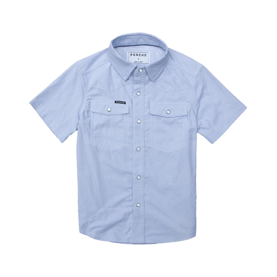 Poncho Kid's The Head Honcho Western Short Sleeve Shirt-Children's Clothing-Blue Microcheck-2T-Kevin's Fine Outdoor Gear & Apparel