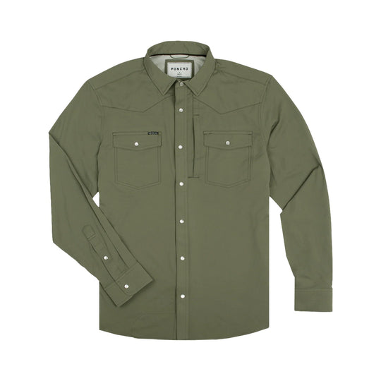 Poncho The Brazos Western Long Sleeve Shirt-Men's Clothing-Moss Green-Regular-M-Kevin's Fine Outdoor Gear & Apparel