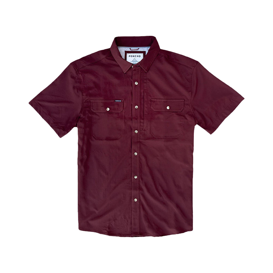 Poncho The Chicken Original Short Sleeve Shirt-Men's Clothing-Solid Maroon-Regular-M-Kevin's Fine Outdoor Gear & Apparel