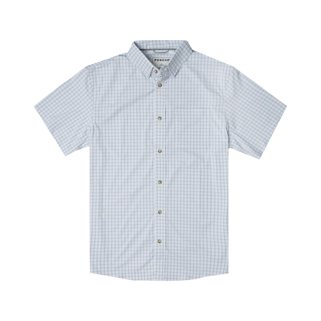 Poncho The Grayling Ultra-Lite Short Sleeve Shirt-Men's Clothing-Grey And Blue Plaid-Regular-M-Kevin's Fine Outdoor Gear & Apparel