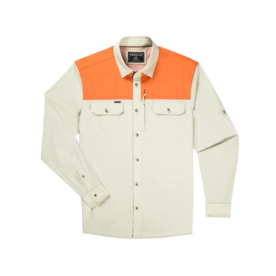 Poncho The Hebbronville Tuff-Thread Long Sleeve Shirt-Men's Clothing-Tan With Blaze Patch-Regular-S-Kevin's Fine Outdoor Gear & Apparel