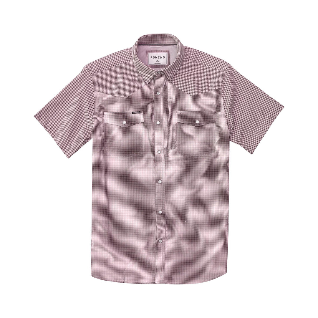 Poncho The Howdy Western Short Sleeve Shirt-Men's Clothing-Maroon Microcheck-Regular-M-Kevin's Fine Outdoor Gear & Apparel