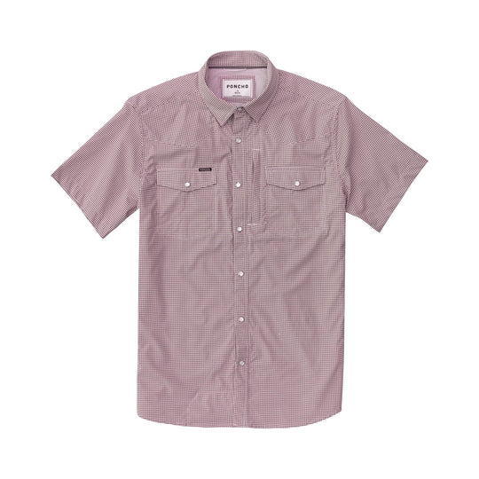 Poncho The Howdy Western Short Sleeve Shirt-Men's Clothing-Maroon Microcheck-Regular-M-Kevin's Fine Outdoor Gear & Apparel