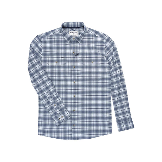 Poncho The Pagosa Original Long Sleeve Flannel-Men's Clothing-White And Navy Plaid-Regular-M-Kevin's Fine Outdoor Gear & Apparel