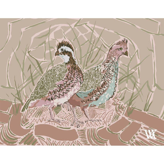 Bobwhite Pair Framed Artwork-Home/Giftware-Pink (11" x 14")-Kevin's Fine Outdoor Gear & Apparel